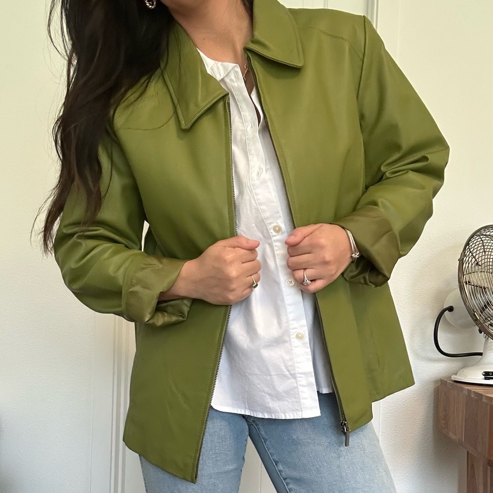 Green leather jacket